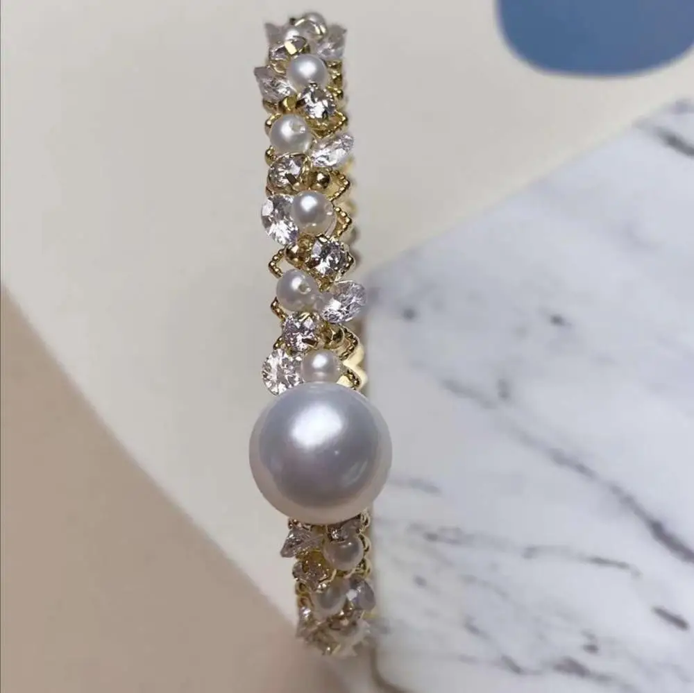 freshwater pearl  bracelet 14k winding Gold thread  for woman pearl jewelry wholesale