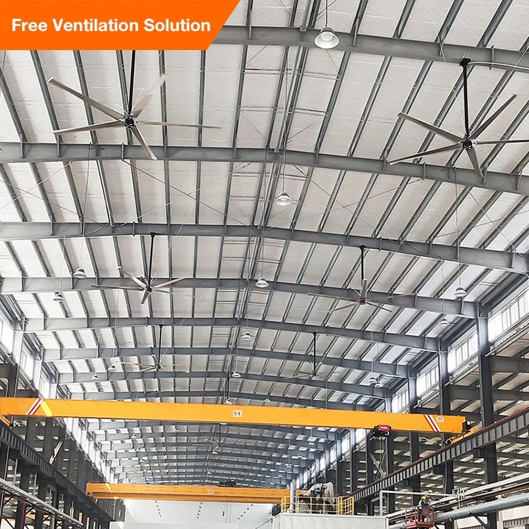 Light weight alloy blade with PMSM motor energy-saving 7.3M/24FT giant industrial ceiling HVLS fan