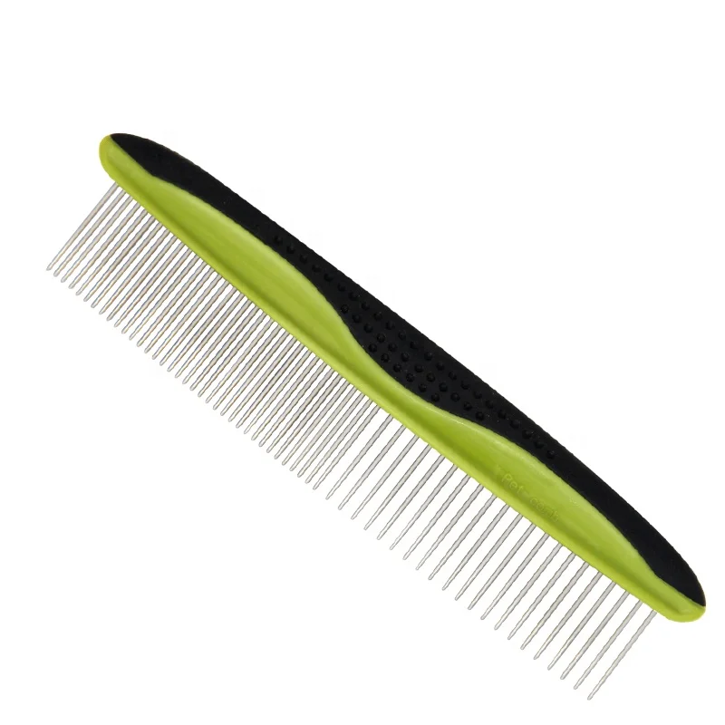 Factory Wholesale Two Density Teeth Green Cat Hair Removal Comb Pet Dog Needle Grooming Comb