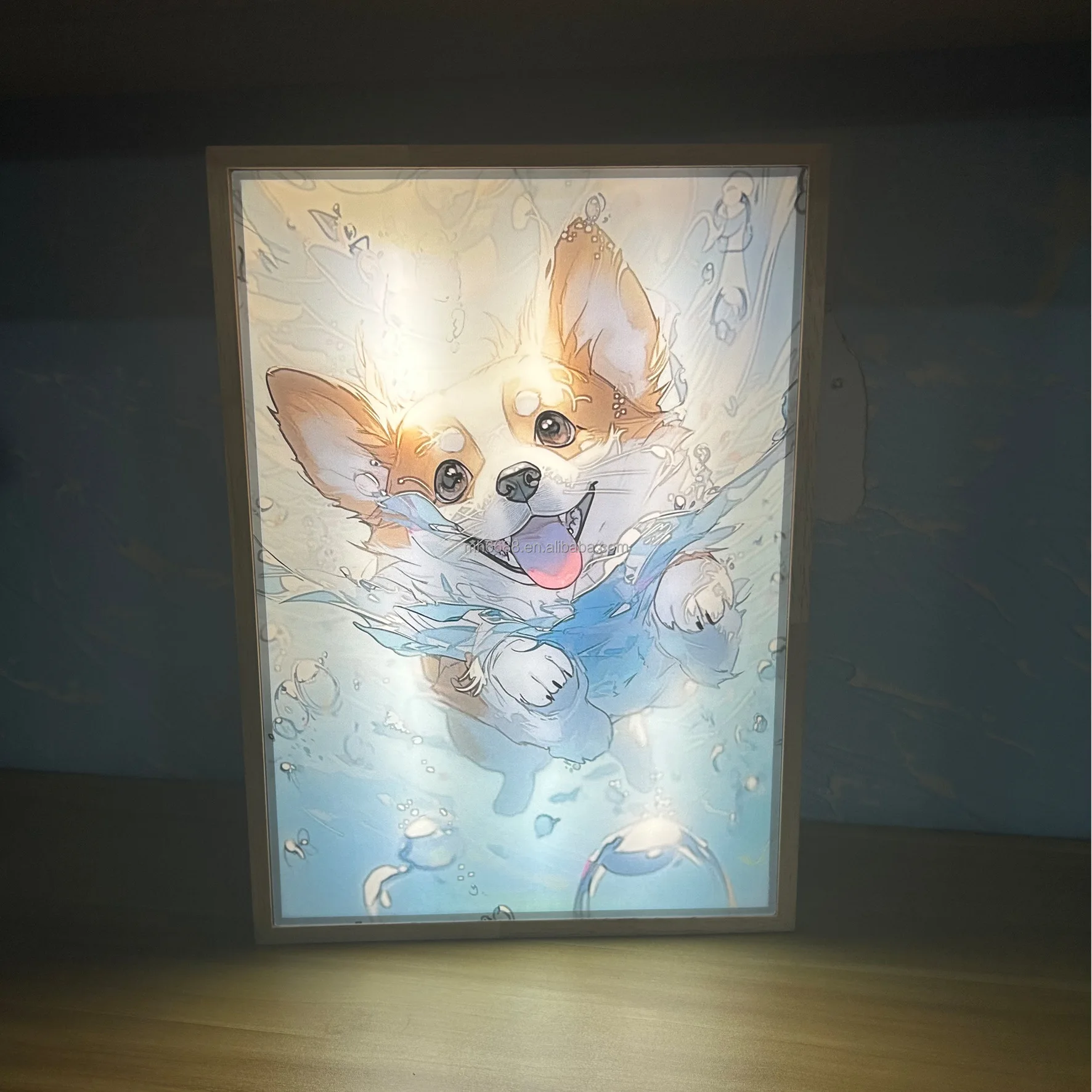 New Design Framed Tabletop Decorative Lamp Night LED Sunlight Beside light Shadow Box Wall Art Painting