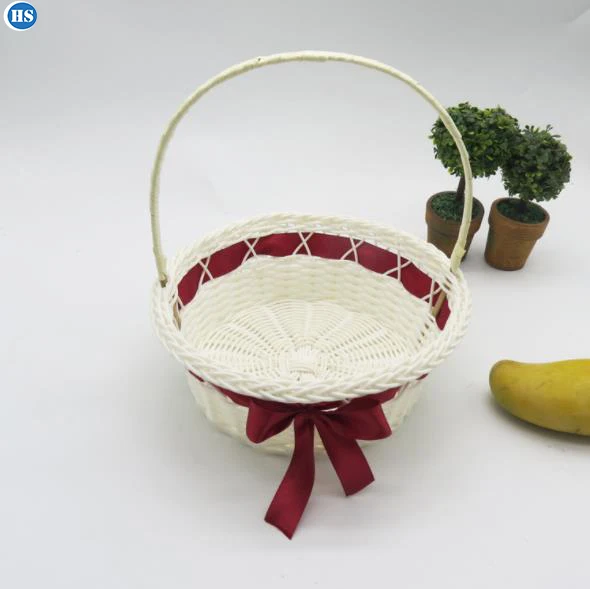 Корзина из ПП ротанга с ручкой подарочная корзина свадебная для цветов