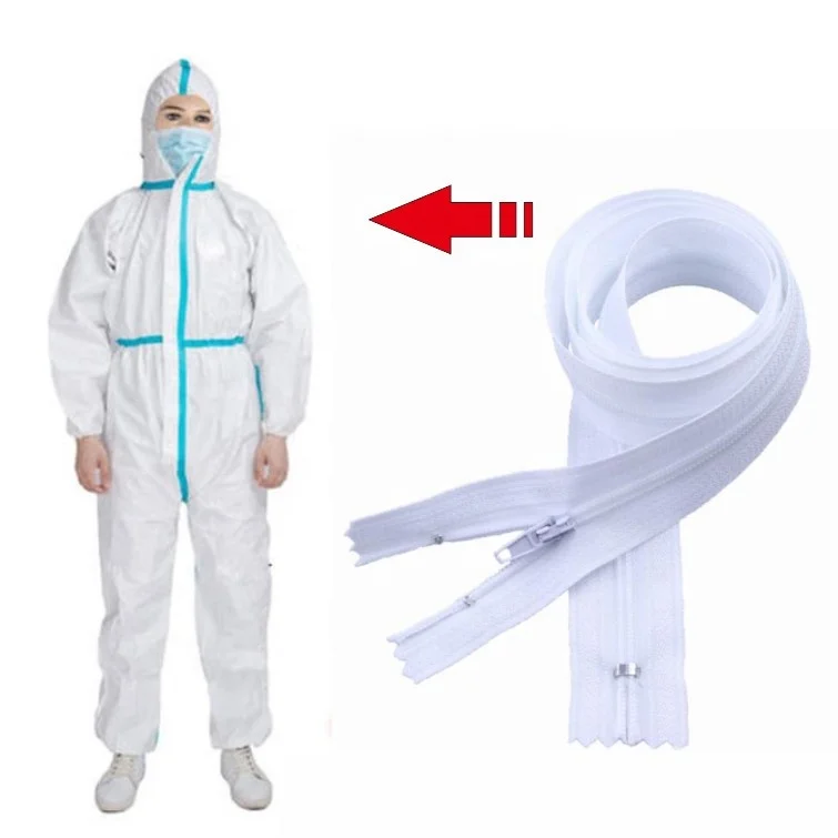 Factory wholesale  80cm 3# nylon white color Isolation suit Special zipper
