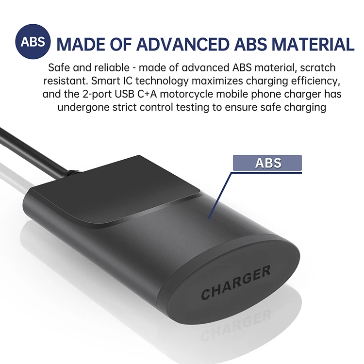 Fast Dual A+C Charger Adapter QC3.0 Motorcycle USB Charger With Intelligent Power-off Function