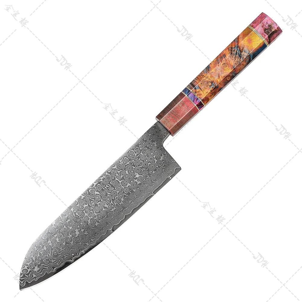 7 inch Santoku Knife Damascus Kitchen Knife 67 Layers Damascus Steel with Wood Handle