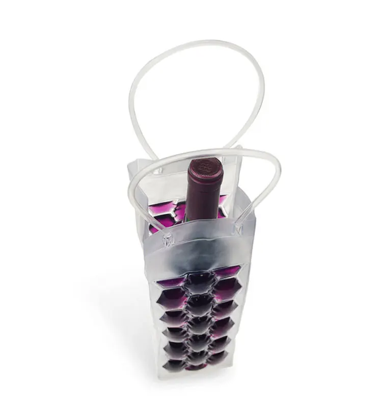 Custom logo Gel Ice Pack PVC Wine Cooler Bag champa bag single wine bottle chiller insulated