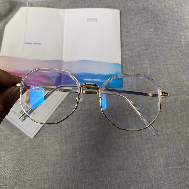 Best price  anti radiation acetate and metal frame resin lens irregular blue light blocking ultralight optical eyeglasses frame
