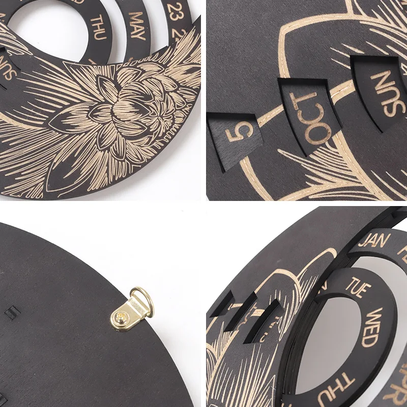 Creative Round Wooden Concentric Calendar Perpetual Calendar Circular Decoration