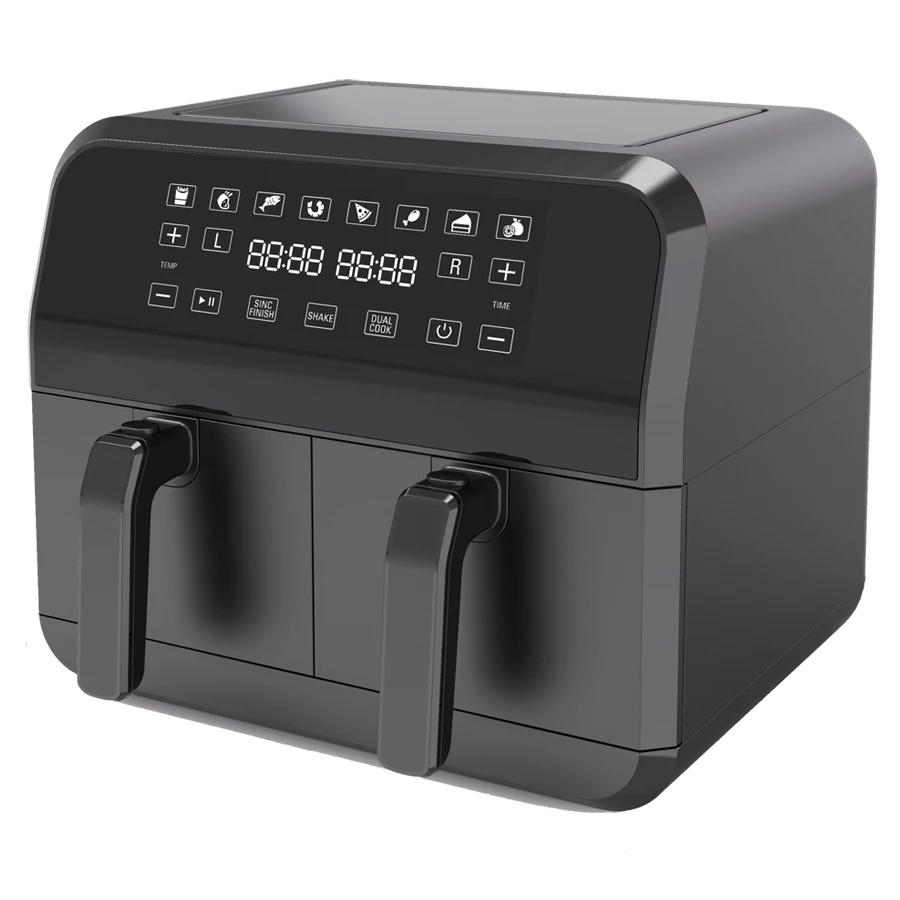Hot air fryer with dual basket big capacity 10L Deep without oil baking cake /Rotisserie chicken Double Air oven