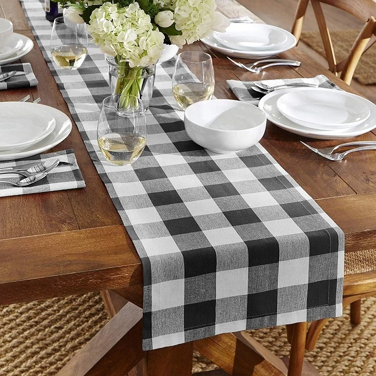 
Farmhouse Decorative Table Runner Cotton Buffalo Check Table Runner Table Runner Black/White 