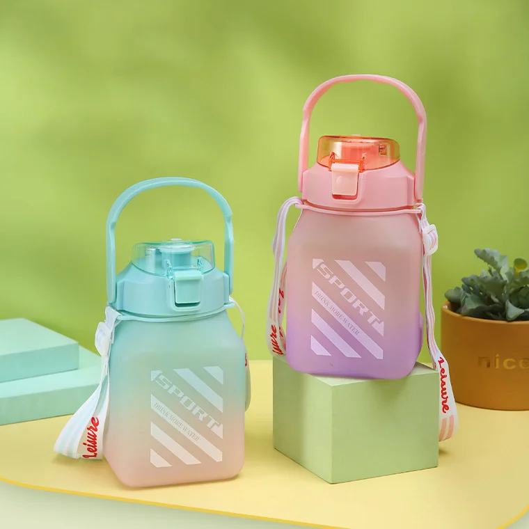 kids mineral cap sports plastic water bottle wholesale push pull with straw custom logo handle