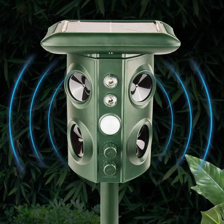 
Pest Repeller Solar Ultraon Dog Bird Cat Raccoon Repel PIR Motion Activated Ultrasonic Animal Quality Outdoor Rechargeable DC 5V 