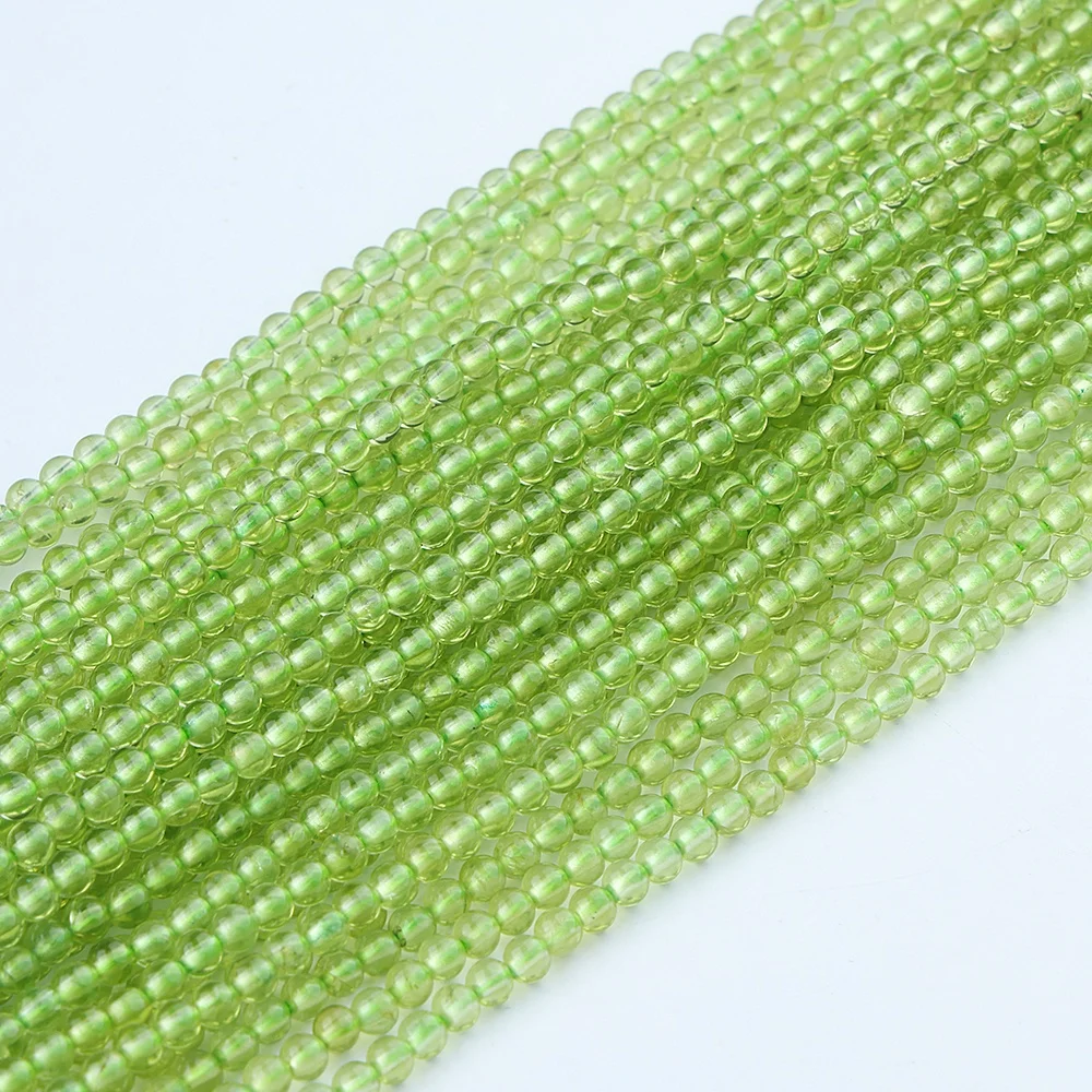 JSES Natural A+ Peridot 3mm Loose Stone Beads for Jewelry Making DIY Wholesale Gemstones Crystal Agate Jade Jasper Loose Beads