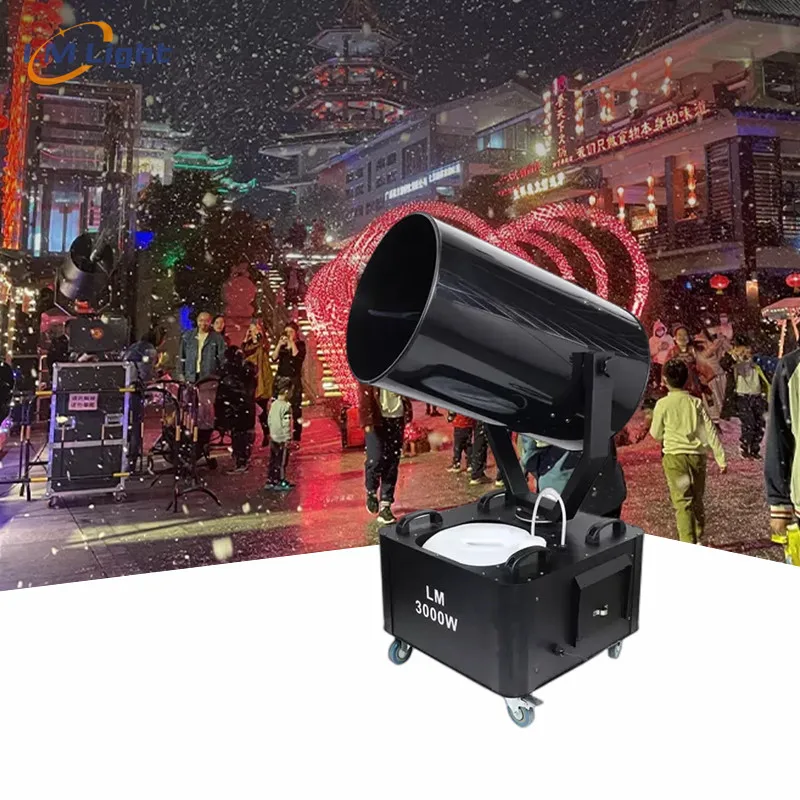 2022 3000 watt artificial fake snow making machine outdoor 360 degree moving head snow machine snow maker machine  for parties