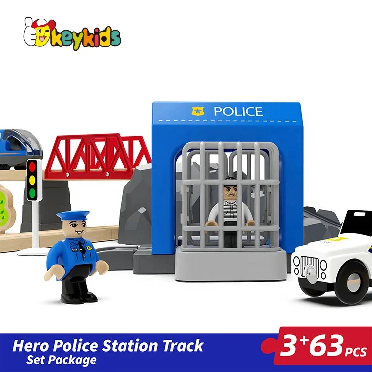 63 PCS assembly slot wooden toy railway set for kids W04C247