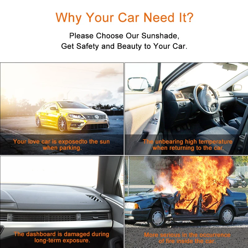 Windshield Sunshades Foldable Car Front Window Sunshade for Most Car SUV Truck Vans Visor Blocks UV Rays and Heat Protection