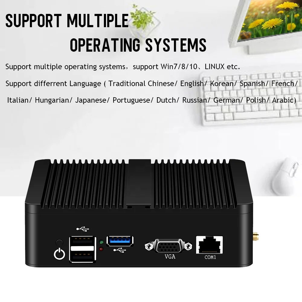 Pfsense Celeron J1900 Firewall Hardware Mini PC with 2GB RAM 16GB SSD USB Wireless Status CPU Rohs 4 LAN Support AES Origin WIN