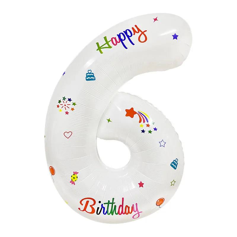 32 Inch White printed digital aluminum film balloon Arabic digital balloon birthday party wedding decoration design