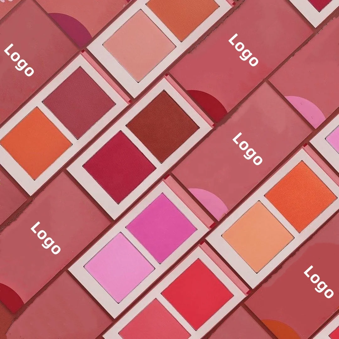 Private Label Blushed Duo Blush Face Blusher Peach  Cream Makeup Blush Palette Cheek Contour Blush Cosmetics Blusher