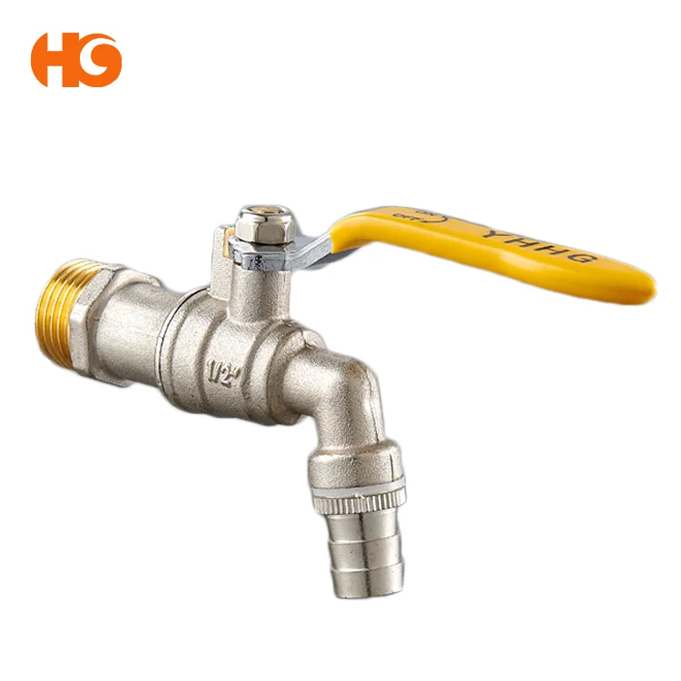 nickel plated brass bibcock  with red iron handle