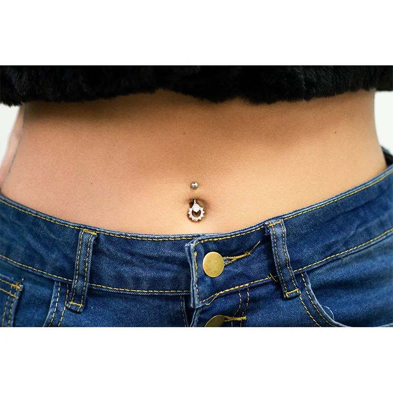 Sexy Women Accessories Stainless Steel Belly Rings Geometric Surgical Steel Curved Barbell Piercing Jewelry