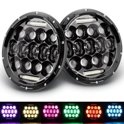 Super Bright Remote control 30w/50w Led Drl APP Angel Eye Round RGB 7 inch LED Headlight