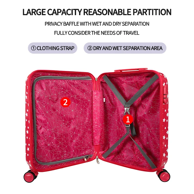 Custom PC children cute suitcase 13 20 24 29 inches travel suit case Carry on luggage sets For girl travel aeroplane