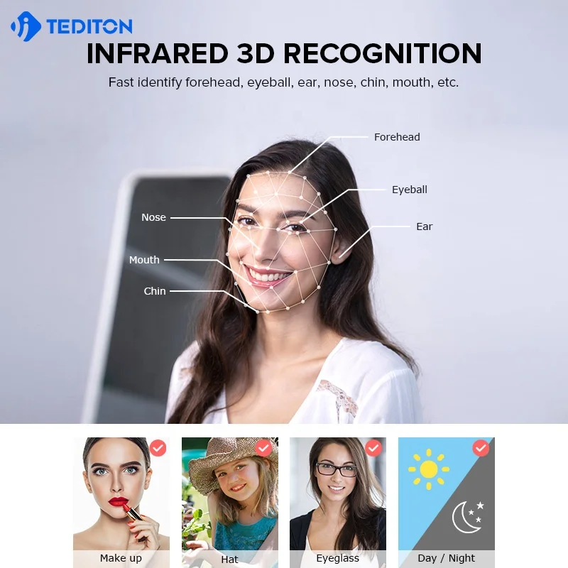 Tediton 3D Face ID дверной замок с камерой/цифровой глазок звонок Tuya Wi-Fi отпечаток пальца смарт-телефон функцией распознавания