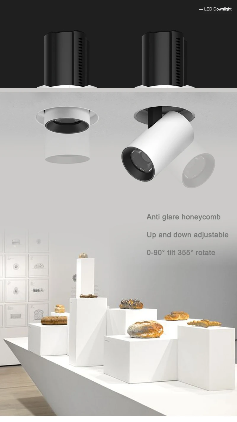 OBALS Grille ceiling lamp led adjustable downlight round 2*7w 12w deep recessed led downlight double head rectangular spot light