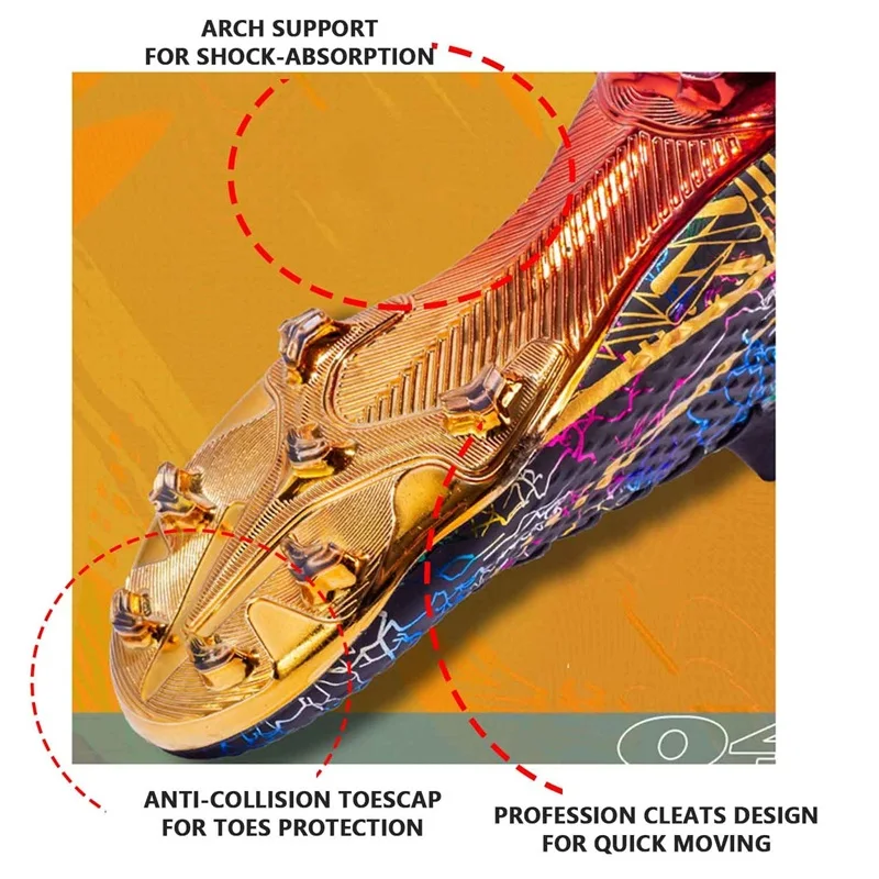 Wholesale High Ankle Athletic Outdoor Indoor High Gripping Power Cr7 Turf Boys Soccer Shoes Boots Soccer Cleats For Men