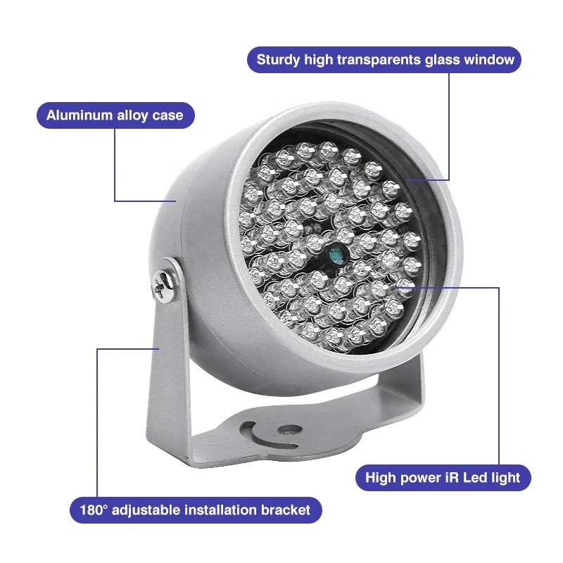850nm IR LED illuminator 48pcs Array LED Outdoor Waterproof IR Lighting 40M For CCTV Cameras CCTV Accessory For Parking Lot Home