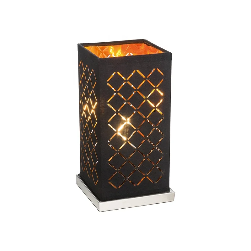 
New product 2019 Square Fabric Table Lamp with Satin nickel finish base 