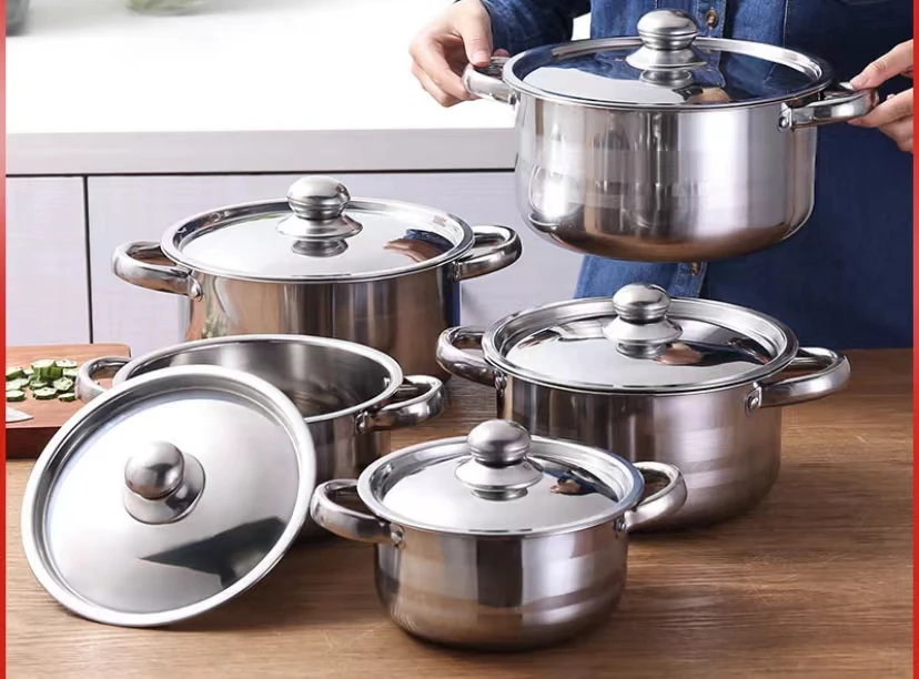 New arrival best seller Stainless steel 5 piece set chef classic stainless steel pot cookware series for cooking