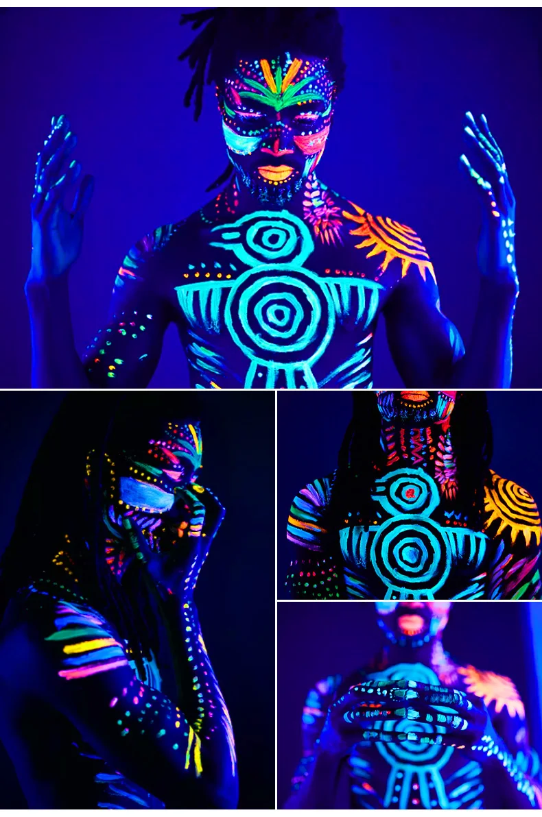 KHY Water Based Uv Neon Twist Up Silky Gel Skin Pen Facepaint Painting Kit Stick Orange Marker For Face Makeup Body Paint Crayon