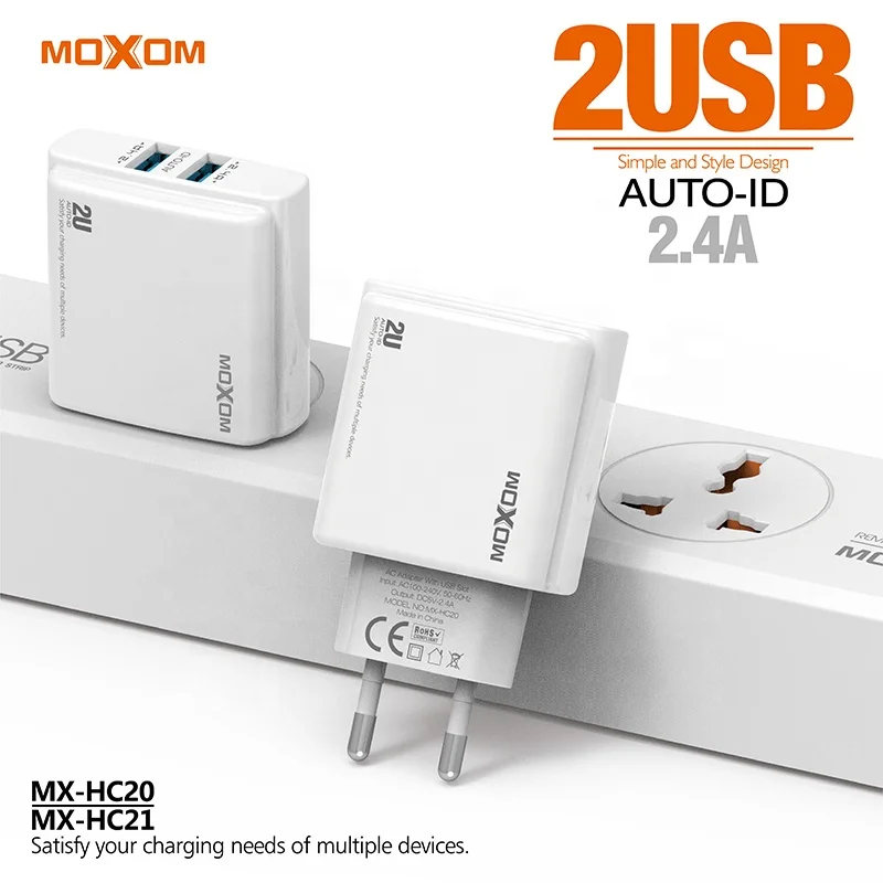 MOXOM USB Charger Head American US Plug Adapter 2.4A Power Adaptor Single Port Wall Charger for Travel Household