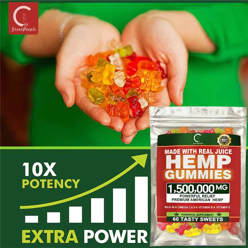  Gummies with Hemp Seed Oil OEM Fudge Relieve stress & Anxiety Relief Blend Cute Bear shape Office snacks