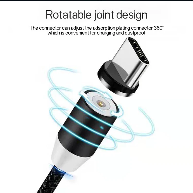  Оптом в наличии мобильного телефона Micro освещение кабель Usb Type-C с функцией быстрой 540 градусов автомобильное зарядное устройство 3 1 Магнитный