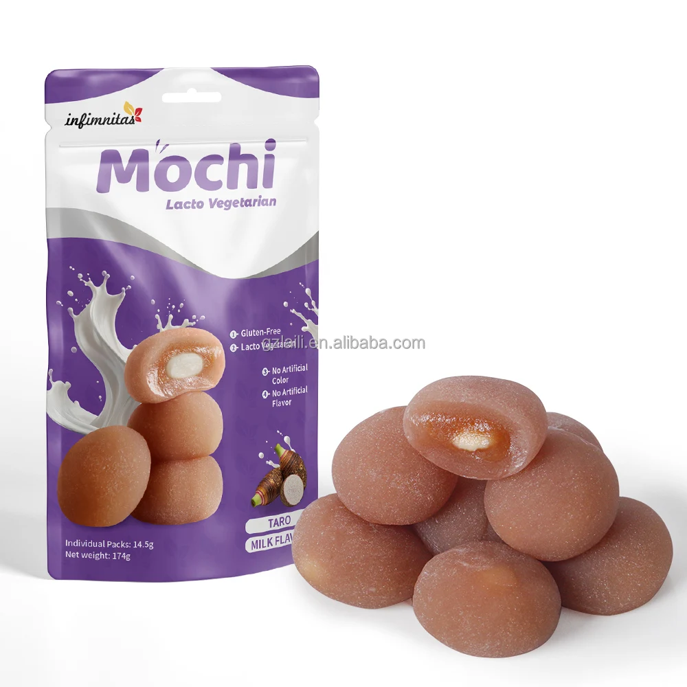Wholesale Delicious Sandwich Mochi With Jam Japanese Mochi Milk Taro Flavor Rice Cakes Desserts