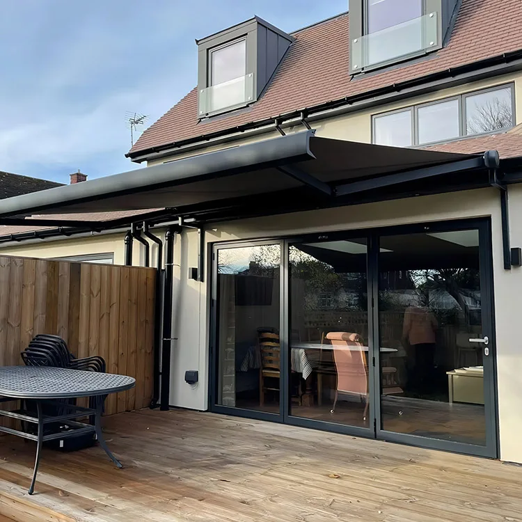 Outdoor Motorized Retractable Canopy Sunshade Crank Arm Retractable Cassette Awning Aluminum Patio Home Awning