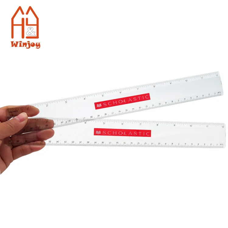 Custom 15cm/6 Inch 30cm/12 Transparent Plastic Straight Ruler With Customized Logo Print for School and Office.