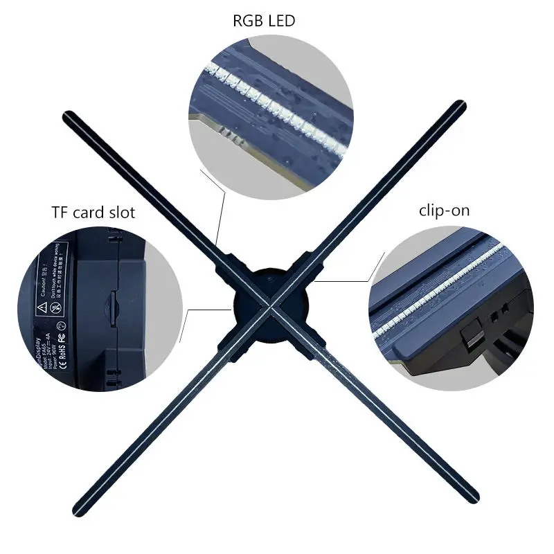 65CM 4 Blades Advertising Display Technology holographic LED Fan billboard 3D Hologram Pictures Video Technology Projector