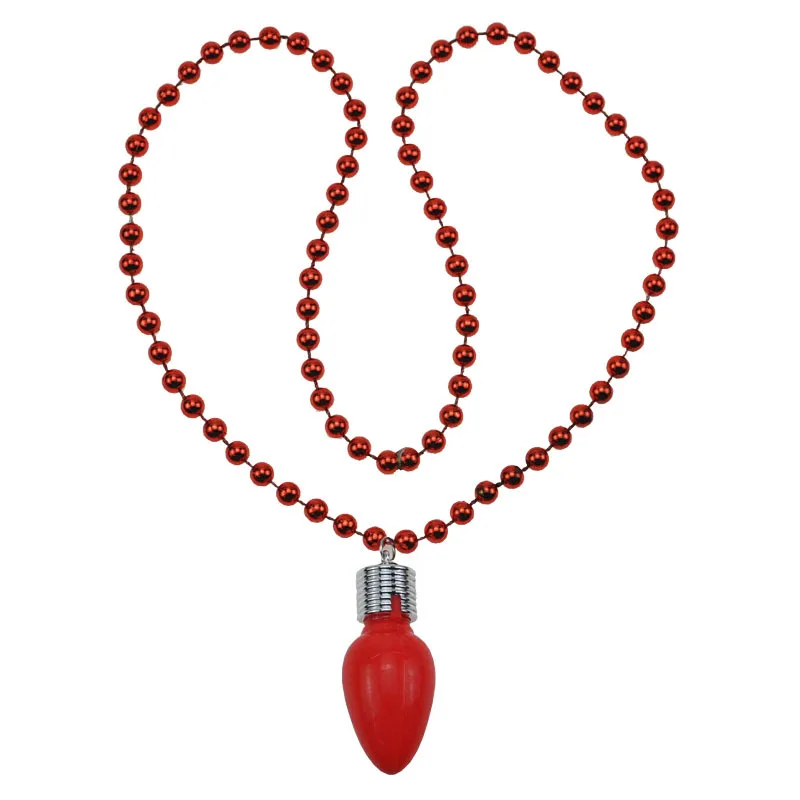 Cheap Light Up Bulb Beads Pendant Necklace Plastic Flashing X-Mas Beads Necklace LED Flashing Bulb Christmas Pendant