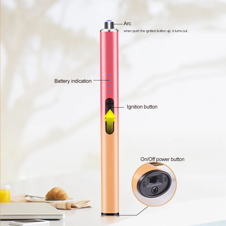 Cheap long slim electric windproof kitchen aromatherapy candle arc lighter