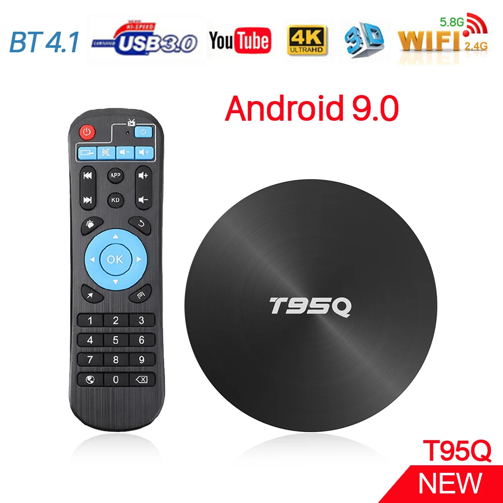 Android 9.0 New Arrival T95Q Iptv Box S905X2 Smart 4G 64G Wifi Tv Settop Box 4GB 64GB Quad Core