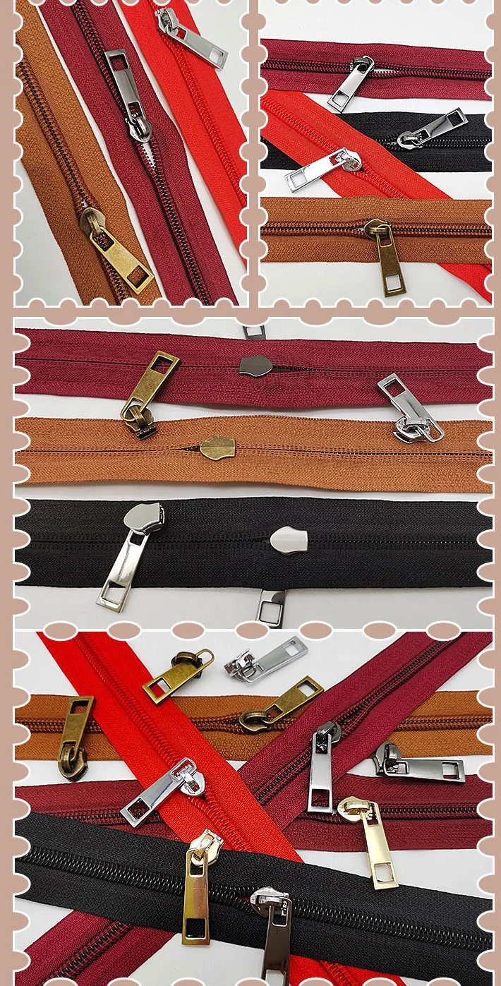 Handbag Hardware No.5 Nylon Metal Zipper Puller Slider Brand Logo Bag Zipper Head Puller Zipper Custom Metal Pull Logo