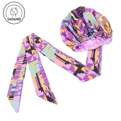 Wholesale Custom Logo Double Layer Reversible Silk Sleeping Cap Satin Hair Bonnets With Long Tie Band/