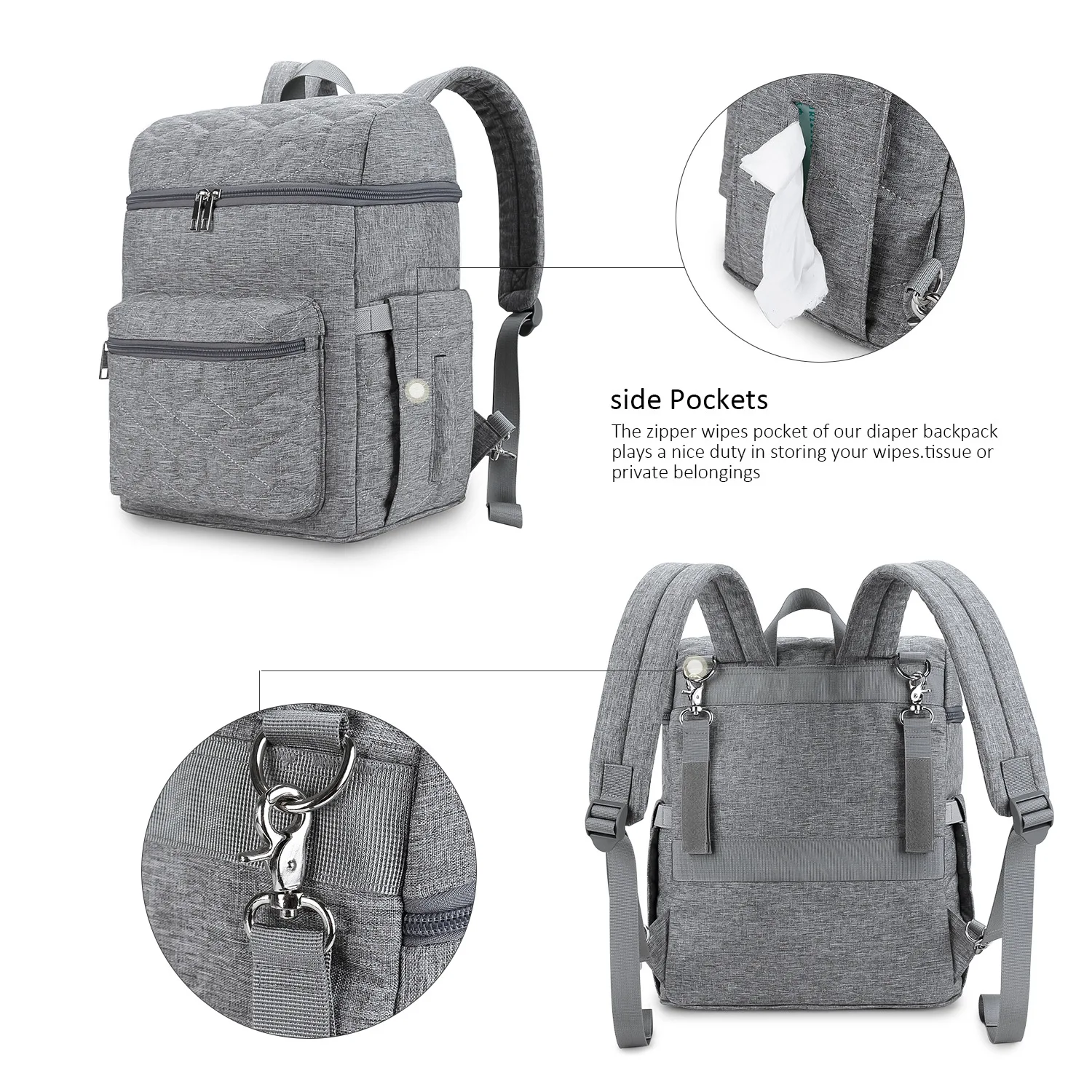 Customized Large Capacity Fashion Travel Mummy Mochila with Stroller Straps Maternity Baby Nappy Diaper Bags Backpack for Moms