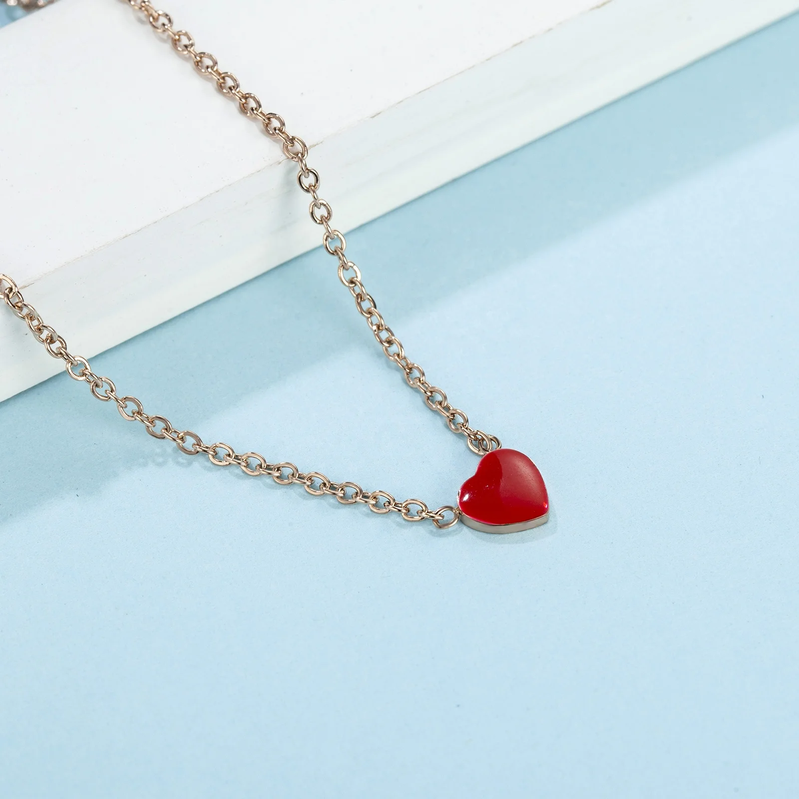 
romantic Heart necklace fashion jewelry Rose Gold necklace 316L Stainless Steel women jewelry 