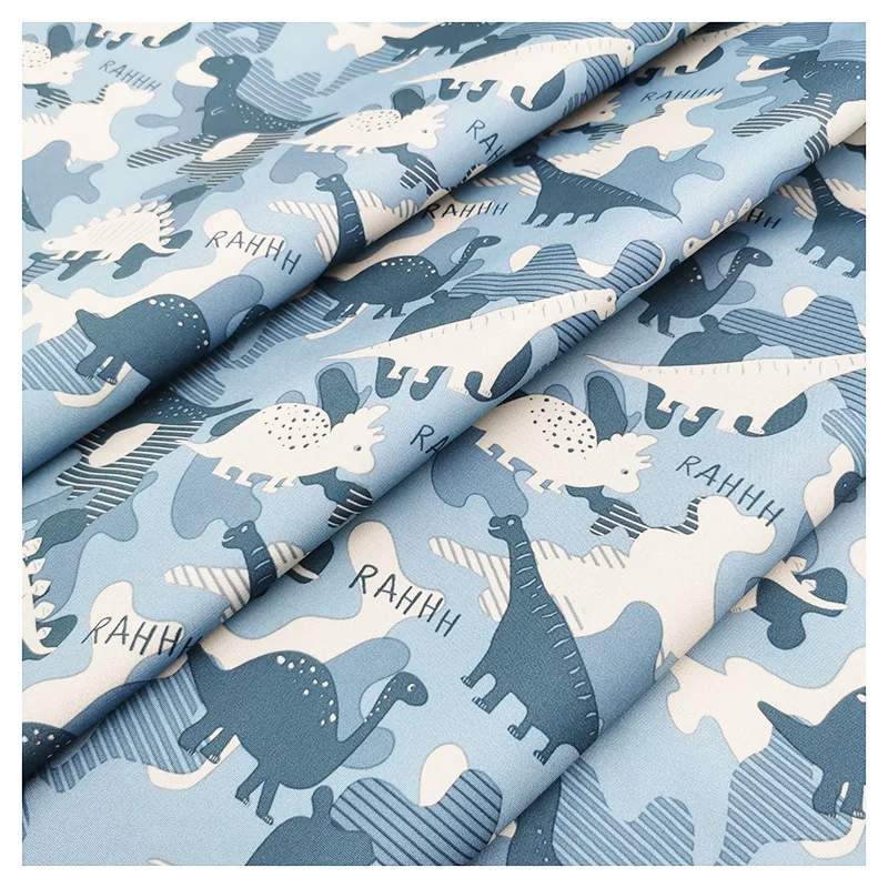 PU coated peach skin fabric animal design printing 100% polyester plain fabric for jacket/rain coat