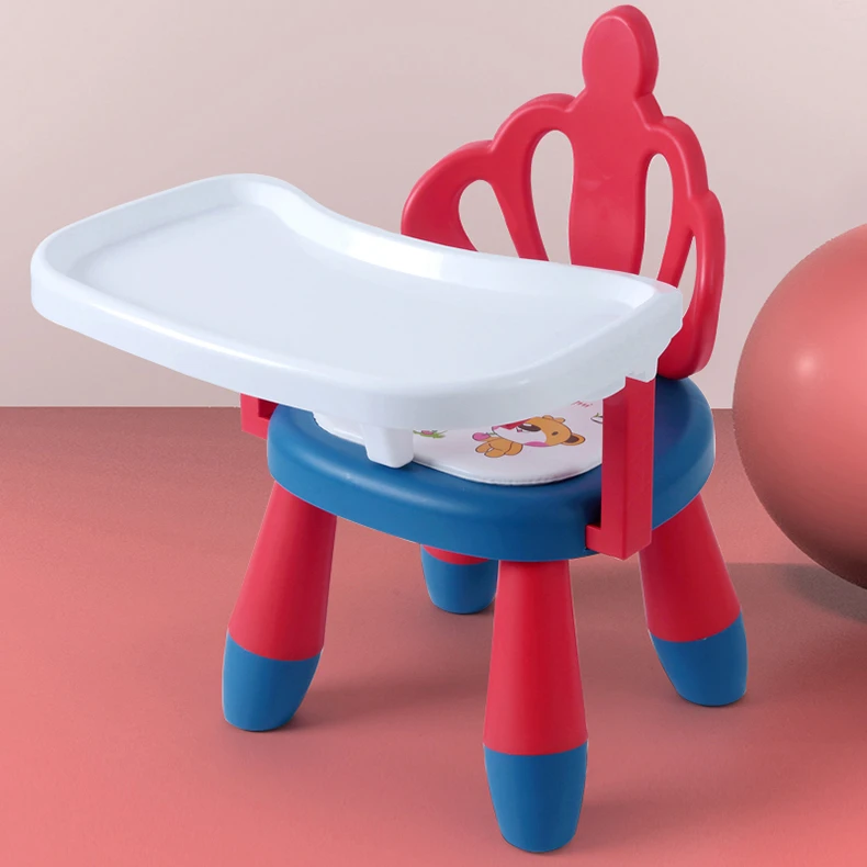 Baby Feeding Chair with Music Detachable Tray Feeding Chair Cartoon Crown and Bunny Shape Portable Toddler Activity Seat