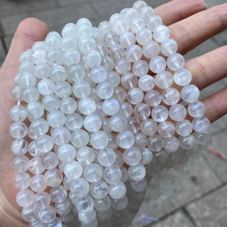 Sri Lanka 10mm  Genuine Round High Grade Rainbow Moonstone Loose Beads